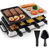 HaushaltO Raclette - Set fonduta per 8 persone, antiaderente, con pentola e griglia da tavolo, con padella, raschietto (angolare)