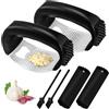 EACHPT 2 Pezzi Spremiaglio in acciaio inox,Spremi Aglio con Pelapaglio Silicone e Pennello,Sbuccia aglio,Stainless Steel Garlic Press Rocker Mincer Crusher,Spremiaglio inclinabile Facile da usare e pulire