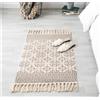 INKAROBOX Tappeti in cotone con nappa, tappeto passatoia per cucina, soggiorno, camera da letto, lavanderia, ingresso (fiori, 60 x 130 cm)