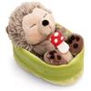 NICI 61583 Riccio di peluche con sgabello 12 cm in un cestino verde chiaro