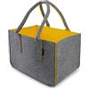 Tebewo Borsa in feltro, pratica borsa per la spesa, alla moda, cestino per la spesa in feltro, borsa pieghevole, colore grigio/giallo