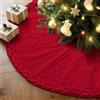 Lanpn Gonna Albero di Natale 150cm, Extra Grande Gonna per albero di Natale lavorata a maglia grossa Gonna Base di Decorazione rustica per interni per feste invernali in casa (Rosso)