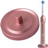 Relsy Portaspazzolino elettrico per bagno, compatibile con Oral-B, in alluminio, con sistema igienico antigoccia, con supporto in metallo, colore rosa/oro rosa, confezione da 1