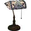 BOTOWI Tiffany Style Baroque Banker Bankers Lampada Blu e Green Lampada da tavolo in vetro colorato Europeo European Vintage Lights per la lettura Camera da letto comodino Cafe Bar,Blu