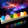 LUPATDY Sfere di cristallo di vetro 3D, 7 colori, luce notturna, meditazione, chakra, con base in legno a LED, decorazione per la casa, soggiorno, camera da letto