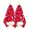 Marimekko Asciugamani, rosso/bianco/arancione, 47 x 70 cm, il set contiene due strofinacci in misto cotone e lino con il motivo unico. Materiale: 61% cotone, 39% lino.