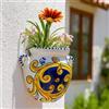 Generico Vaso Applique Porta Fiori in Ceramica Bianca Dipinta a Mano - Stile Caltagirone-Sicilia con Motivi e Colori 2407251305