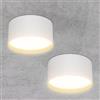 Klighten 2 Pezzi 18W Faretti da Soffitto LED Rotonda, Faretto da Superficie, Faretti Cilindro Moderna, Plafoniera, Alluminio+Acrilico, IP44, Bianco caldo 3000K, 1029LM, Bianco, 60 x 120 mm