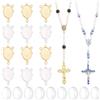 Beebeecraft 1 Scatola 12 Set di Ciondoli con Cabochon in Acciaio Inossidabile Placcato Oro 18K Base Vuota per Ciondoli con Cabochon in Vetro Connettore A 3 Anelli per Collane e Gioielli Pasqua