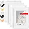 HIMEETIME® 4x Cornice A5 15x21 cm Cornice in legno bianco,Cornice in legno in vero legno per esporre un'immagine di 10 * 15 cm con tappetino o 14.8x21 cm senza tappetino,Cornice per fotografie A5
