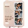 nagu® Grazie. Cornice portafoto personalizzata con foto come regalo originale per coppie. Grande biglietto regalo in legno, 30 x 22 cm, per regali personalizzati per matrimonio o compleanno