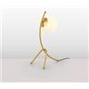 B·LED BARCELONA LED Lampada da tavolo dorata "Flix". Design minimalista e base curva con sfera in cristallo opalino. Attacco E27 G45. Lampada decorativa moderna ideale per comodino, scrivania o soggiorno.