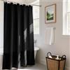 REDKEY Tenda Doccia con Ponderati Tessuto Antimuffa Impermeabile 180x200 cm per Vasca da Bagno, Poliestere con 12 Ganci Antiruggine, Nero