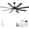 Sofucor Smart Ventilatore da Soffitto con Luce, 132 cm Silenzioso Ventilatore da Soffitto, Alexa/APP/WiFi, Telecomando, DC, 3 Temperature di Colore, Timer, 6 Velocità, Modalità Estate/Inverno