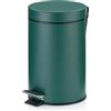kela cestino per cosmetici verde 3 l, cestino a pedale in metallo per bagno, cestino da bagno con sacchetto interno e manici per il trasporto, MONACO, verde alpino opaco