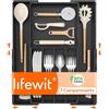 Lifewit Portaposate da Cassetto Espandibile, Porta Posate Regolabile in Plastica, Organizer Cucina per Forchette Coltelli e Cucchiai, con Flessibile da 4 a 7 Scomparti, Larghezza 22,5 a 36 cm, Nero