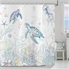 ASDCXZ Tenda da Doccia Tartaruga Marina 120x200 cm, Nautica Blu Oceano Costiero Subacquea Medusa Corallo Impermeabile Tenda da Bagno Poliestere Tessuto Lavabile Tende Doccia per Vasca con 8 Ganci