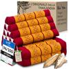 livasia cuscino thai 2 segmenti - 120x50x8cm - cuscino triangolare per sedersi, cuneo kapok, supporto lombare pieghevole, tappetino thai, fatto a mano (Rosso/Giallo)