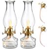 Vegena 2 lampade a petrolio, lanterna in metallo e vetro, portalampada a olio, per interni ed esterni, antivento, lampada a cherosene trasparente