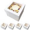 Zorplex Set da 10 Pezzi Scatola per Torta con Finestra, 26 x 25.6 x 20.5 cm, Contenitori per Torte con Vassoi in Cartone, Scatoleper Torta, Pasticcini, Biscotti, Bianche (10)