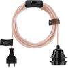 Hoopzi Bala Lampada Decorativa da Appendere, Fissare o Avvolgere | Cavo elettrico in tessuto da 4,5 m, portalampada E27, spina e interruttore, sospensione, colore rosa pastello