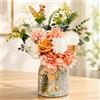 Excerando Fiori Finti in Vaso, Composizione di Fiori Artificiali Realistici con Rose, Dalie, Peonia, Crisantemi ed Eucalipto, Vaso in Vetro per Decorazioni Casa, Tavolo, Soggiorno, Camera da Letto, Ufficio