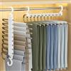 MULEVIP 9 in 1 Grucce Pantaloni 2 Pezzi Grucce Pantaloni Salvaspazio, Appendiabiti per Pantaloni Magici,Porta Pantalone per Armadio,Appendini Portatili Multifunzionali per Pantaloni,Sciarpe,Jeans