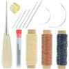 REBECCAHOWARD 3 Rollen Kit Di Ago E Filo Per Cucire,kit Lavorazione Cuoio,Cucito E Riparazione in Pelle,Aghi Professionali Per Cucire A Mano Punteruolo Filo Cerato Ditale,Strumenti Artigianali Per Tappezzeria