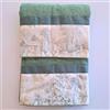 RICAMI FIORENTINI BALDI Set asciugamani per bagno con balza in toile de jouy, spugna di cotone 100% 420 gr/mq. 2 pezzi: viso+ ospite. Prodotto artigianale toscano (verde, 2 pezzi)