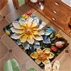 Hixingo Tappeto da Bagno Antiscivolo Assorbente, in Diatomite, Motivo Pittura a Olio Fiori 3D Tappeto ad Asciugatura Rapida per Ingresso Cucina e Doccia, con Fondo in Gomma (60x90cm,Giardino)