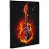 ConKrea Quadro su Tela Canvas - INTELAIATO - Pronto da Appendere - Chitarra Infuocata - Fuoco Rock Pop Metal - 50x70cm - Senza Cornice - (cod.1263)