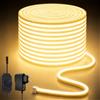 Lucienstar Striscia LED neon dimmerabile, luce calda impermeabile，15M | 3000K, in silicone, ritagliabile, flessibile, 24V, adatta per cucine, camere da letto, soggiorni e decorazioni esterne