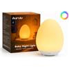 Aurviv Luce Notturna a Forma di Uovo per Bambini, in Silicone Morbido | Controllo Touch, Regolazione Continua Dell'intensità Luminosa e 7 Colori Variabili, Ricaricabile, Timer Da 30/60 Minuti