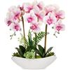 Oairse Pianta artificiale, orchidee, decorazione artificiale, fiori artificiali, come veri, con fiori real-touch, in vaso di ceramica, decorazione per davanzale, altezza 41 cm