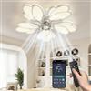 Lightasea Ventilatore da soffitto con luce,silenzioso,controllabile tramite telecomando e app per dispositivi mobili,6 velocità del vento,design originale con fiori in acrilico,soggiorno e camera da letto