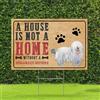 Yelolyio Cartello da cortile con pastore bergamasco con paletti, 30,5 x 45,7 cm, resistente, con scritta A House Is Not A Home Without A Bergamasco Shepherd, per giardino, casa, cortile, feste, vacanze
