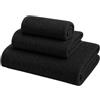 Corredocasa Set 3 Asciugamani Bagno in 100% Spugna di Cotone Qualità Premium, Made in Italy - Viso, Ospite e Telo Doccia - Lavabile in Lavatrice - Hotel, B&B e Palestre - Morbidezza Professionale Nero