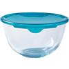 Pyrex Classic Ciotola di vetro ad alta resistenza con coperchio, Trasparente/Blu, 1 L