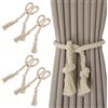 Rairsky 4 PCS Fermatenda per Tende con Corda di Canapa Intrecciata, Corda per Tende