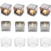 C.X.Y. Set da 12 pezzi portacandele Tealight vetro trasparente,da tavolo, per decorazione casa, festa (Cubo)
