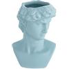 Baroni Home Vaso in Ceramica Testa di David Azzurra, Statua Mezzo Busto in Stile Classico, Portapenne, Soprammobile 9.5X8X14 cm