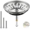 Nevoluxer 1 Pezzo filtro per lavello cucina Regolabile in Altezza, Tappo per Lavandino Cucina in Acciaio Inox, Filtro per Lavello e Lavandino di Ricambio 82 mm Argento