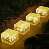 Comius Sharp 4 Pezzi Luci Interrate Da Esterno, Lampade Solari in Acrilico Cristallo Mattone Pietra per Patio Terra Giardino Paesaggio Decorativo, Campeggio