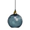 LFsem 15cm/5.9'' Lampada a Sospensione a Globo in Vetro Ondulato, Lampadario E27 Vintage Moderno con Dettaglio Dorato, per Isola Cucina, Sala da Pranzo, Camera da Letto, Caffè (Blu scuro)