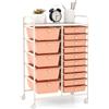 GIANTEX Carrelli Porta Oggetti, con 10+5 Cassetti Impilabili, 2 Ruote Bloccabili, Braccioli Metallici, Portabile e Pratico, per Ufficio, Studio, Cucina,Bagno, 5 Colori Disponibili, 62,5x37x87 cm