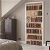 LLSZAHD Adesivi per Porte 90x215cm Libreria Adesivo Porta Interna Semplicità 3D Pellicola Adesiva Carta da Parati Soggiorno Bagno Autoadesivo Porta Murale Decorazione