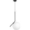 LFsem Lampada a sospensione asimmetrica in vetro, Lampada E27, Globo in vetro opalino, Asta in ferro nera, Cavo regolabile da 120cm per cucina, sala da pranzo, camera, caffetteria (30CM)