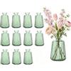 Otauoaea Set di 12 Mini Vasi in Vetro - Tavola Decorazioni Matrimonio di Nozze, Vintage Vaso Vetro Trasparente, Vasi Piccoli Decorativi, Centrotavola Vetro, Decorazioni Fiori, Verde