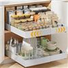 Housolution 2 Pezzi Cassetto Telescopico Estraibile Cucina, Larghezza Espandibile da 30cm a 50cm, 52 cm di Profondità, Cassetti Estraibili per Armadio da Cucina