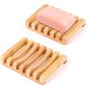 Thinkcase Portasapone in legno per doccia, fatto a mano, portasapone da bagno, lavabo, bambù naturale, per saponetta e spugne, 2 pezzi